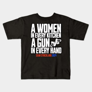 A-Woman-In-Every-Kitchen-A-Gun-In-Every-Hand Kids T-Shirt